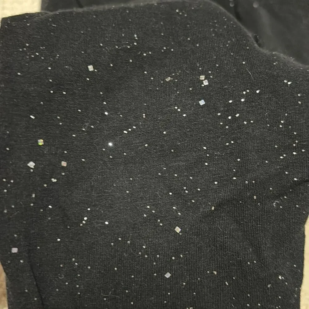 Gap S 6/7 black galaxy leggings silver all over metallic splatter dots euc